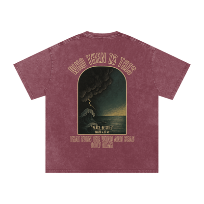 "The Wind & Seas Obey" Unisex Acid Wash Oversize T-Shirt