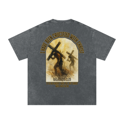 "Crucified with Christ " Unisex Acid Wash Oversize T-Shirt