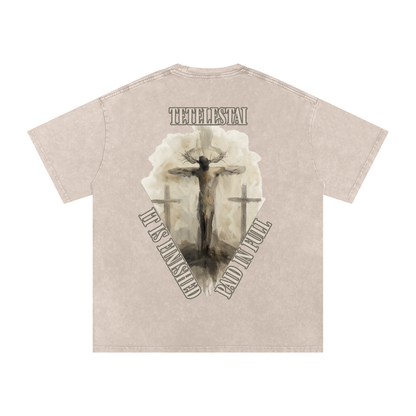"It Is Finished" Unisex Acid Wash Oversize T-Shirt